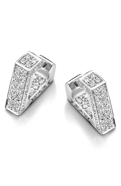 Shop Bare Diamanti Mini Diamond Huggie Hoop Earrings In White Gold