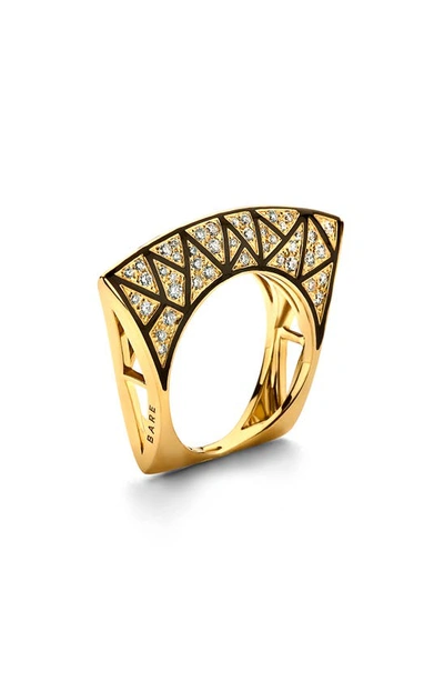 Shop Bare Lotus Diamond Ring In Yellow Gold
