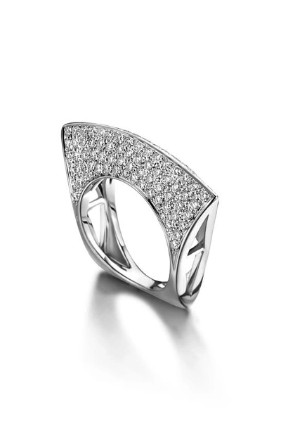 Shop Bare Lotus Diamond Ring In White Gold