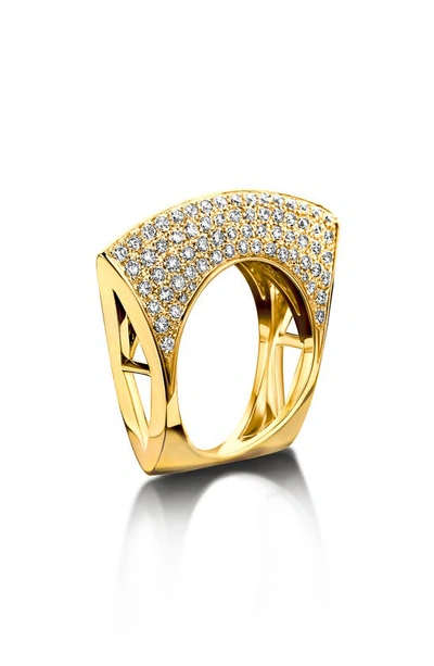 Shop Bare Lotus Diamond Ring In Yellow Gold