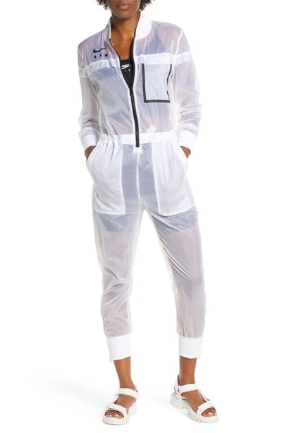 Nike Sportswear Air Nylon Jumpsuit In White/black | ModeSens