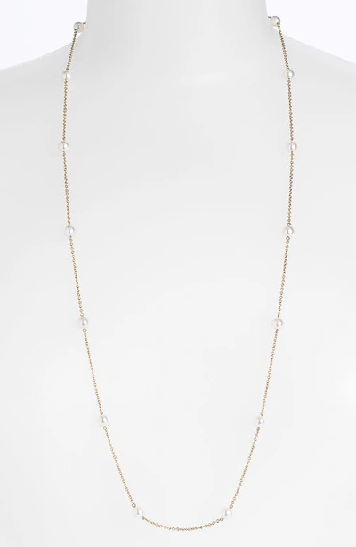 Shop Mikimoto Akoya Pearl Station Necklace In Yellow Gold
