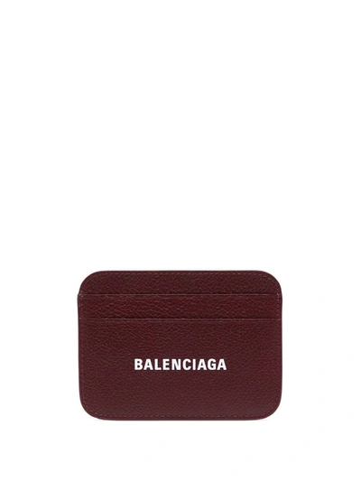 Shop Balenciaga Women's Burgundy Leather Card Holder