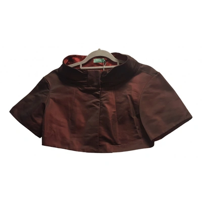 Pre-owned Hoss Intropia Silk Jacket In Burgundy