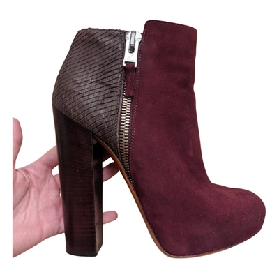 Pre-owned Brian Atwood Ankle Boots In Burgundy