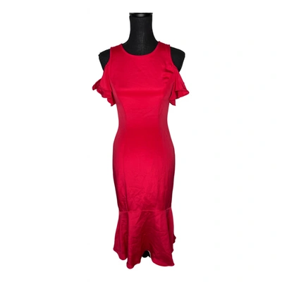 Pre-owned Theia Silk Maxi Dress In Red
