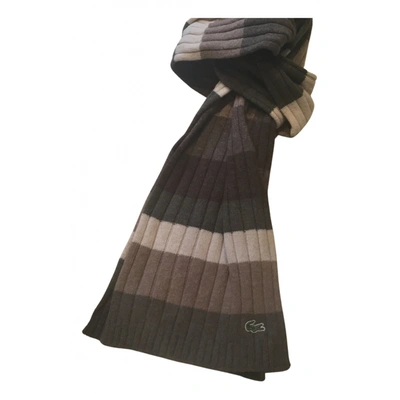 Pre-owned Lacoste Wool Scarf & Pocket Square In Brown