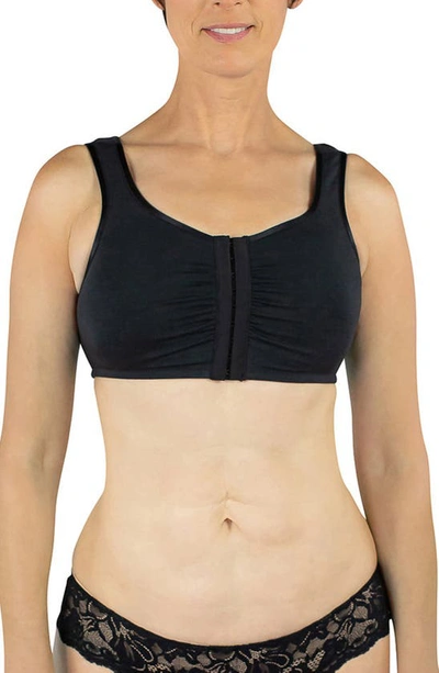 Shop Everviolet Maia Front Close Pocketed Bralette In Black