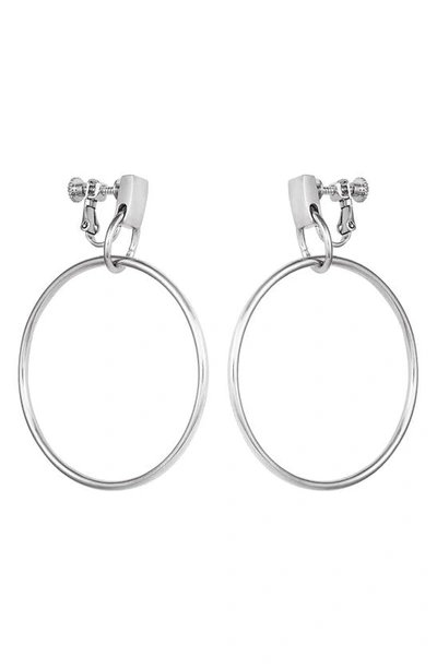 Shop Vince Camuto Clip-on Drop Hoop Earrings In Silver