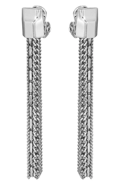 Shop Vince Camuto Tassel Clip-on Linear Drop Earrings In Silver