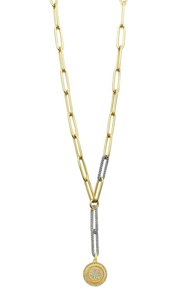 Shop Vince Camuto Coin Pendant Y-necklace In Gold / Silver / Crystal