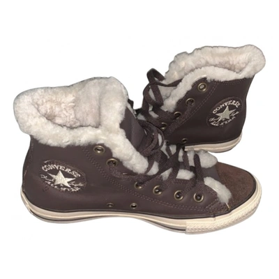 Pre-owned Converse Faux Fur Trainers In Brown | ModeSens