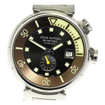 Tambour silver watch Louis Vuitton Brown in Silver - 26097602