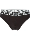 Versace Greca Waistband Briefs - Black