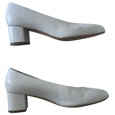 Pre-owned Mansur Gavriel Leather Heels In White