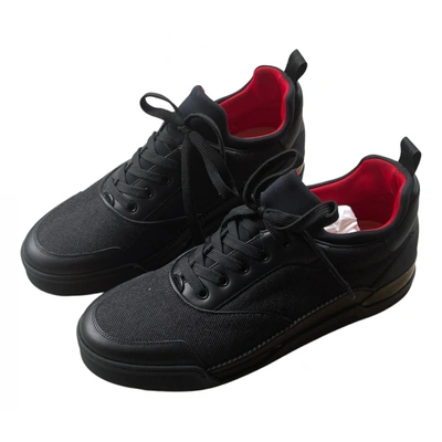 Pre-owned Christian Louboutin Aurelien Leather Low Trainers In Black