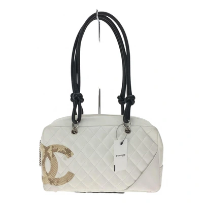 Pre-owned Cambon Small Rectangle Leather Handbag In White