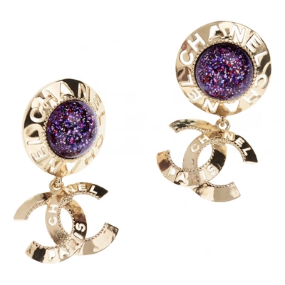 Pre-owned Chanel Cc Earrings In Purple