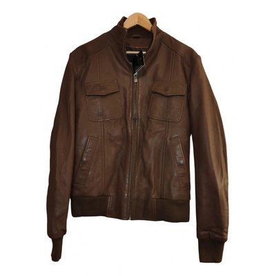 Pre-owned Rochas Leather Jacket In Brown