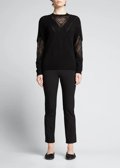 Shop Kobi Halperin Tabitha Wool-cashmere Pointelle Sweater In Black