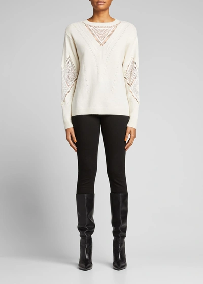 Shop Kobi Halperin Tabitha Wool-cashmere Pointelle Sweater In Warm White