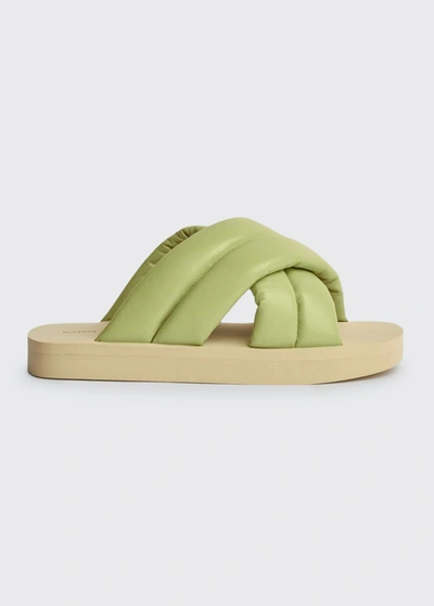Shop Proenza Schouler Float Puffy Crisscross Sandals In Pastel Green
