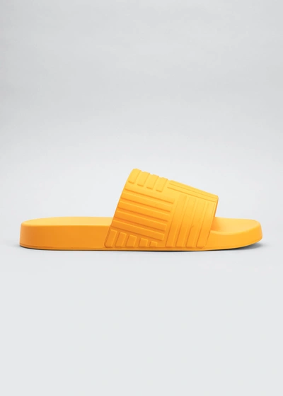 Shop Bottega Veneta Carpet Rubber Slide Pool Sandals In Tangerine