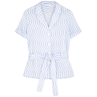Shop Ephemera Safari Blue And White Linen Shirt