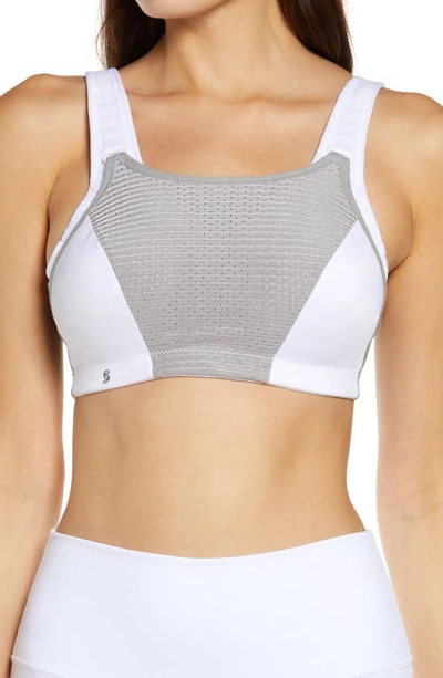 Shop Glamorise Custom Control Sports Bra In White/gray
