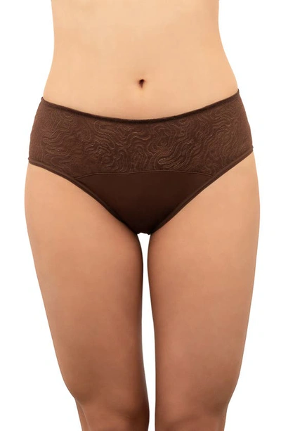 Shop Saalt Period & Leakproof Light Absorbency Lace Hipster Panties In Rich Earth