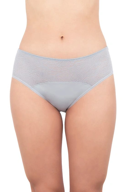 Shop Saalt Period & Leakproof Light Absorbency Lace Hipster Panties In Pebble Grey
