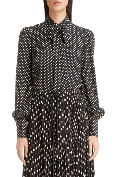 Shop Marc Jacobs Polka Dot Silk Blouse In Black/ Ivory