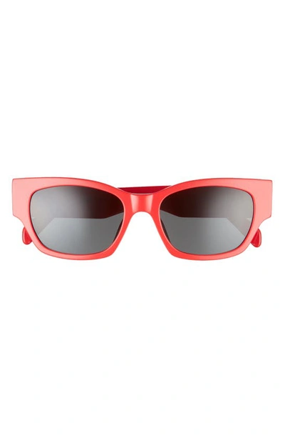 Shop Celine 54mm Cat Eye Sunglasses In Shiny Red / Smoke
