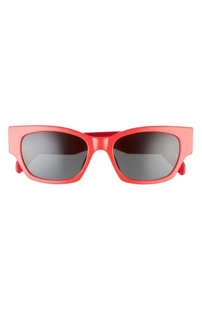 Celine 54mm Rectangular Sunglasses In Shiny Red / Smoke