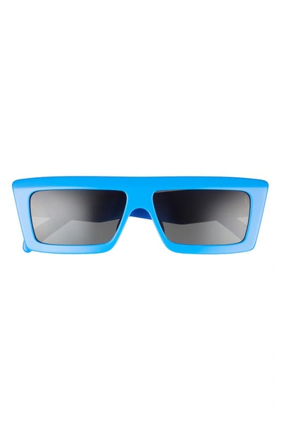 Shop Celine 57mm Flat Top Sunglasses In Blue/ Other / Smoke