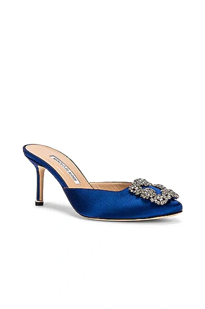 Manolo Blahnik Hangisimu 70 Satin Pump In True Blue