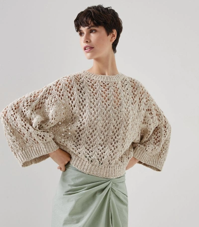 Shop Brunello Cucinelli Open-knit Sweater In Neutrals