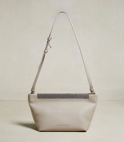 Shop Brunello Cucinelli Leather Embellished Shoulder Bag In Neutrals