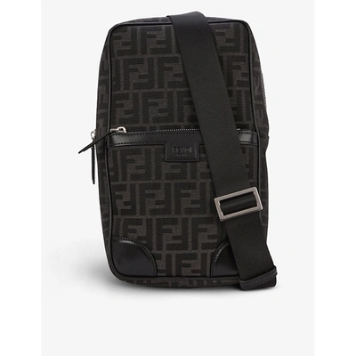 Shop Fendi Mens Asfalto Nero Pallad Branded-jacquard Canvas And Leather Travel Backpack