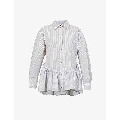 Shop Brøgger Arna Flared Cotton-poplin Shirt In Black White