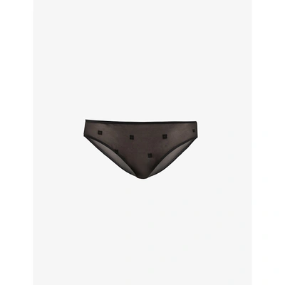 Shop Givenchy Jacquard 4g Low-rise Mesh Bikini Briefs In Black