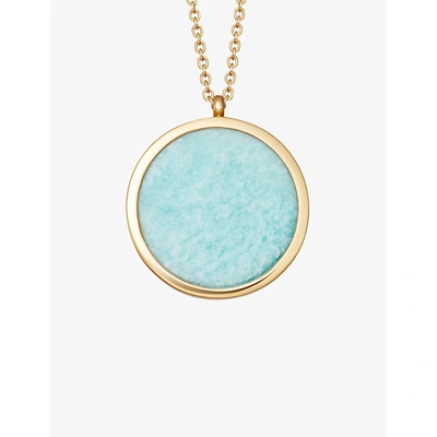 Shop Astley Clarke Stilla Large 18ct Gold-plated Amazonite Pendant Necklace In Yellow Gold Vermeil