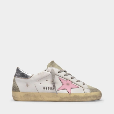Golden Goose Super-star Leather Upper And Star Suede Toe And Spur Laminated Heel Metal Lettering In Multi