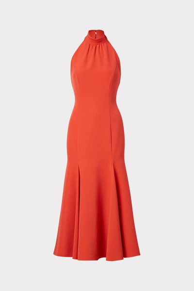 Shop Milly Penelope High Neck Cady Dress In California Coral