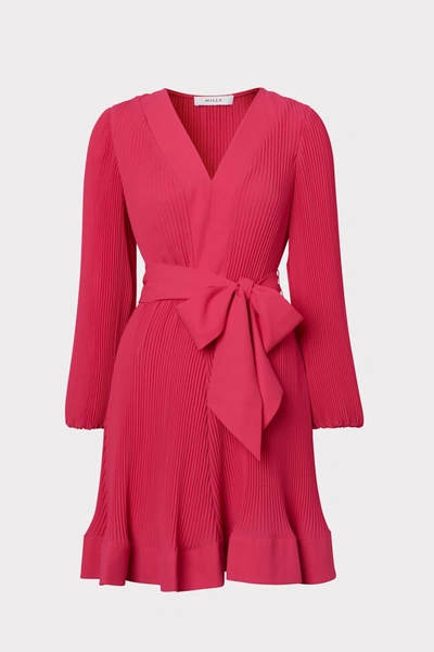 Shop Milly Liv Pleated Dress In  Pink