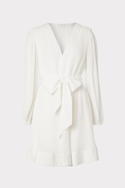 Shop Milly Liv Pleated Dress In White