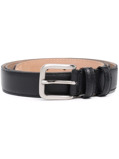 Shop Woolrich Buckled Leather Belt In Schwarz