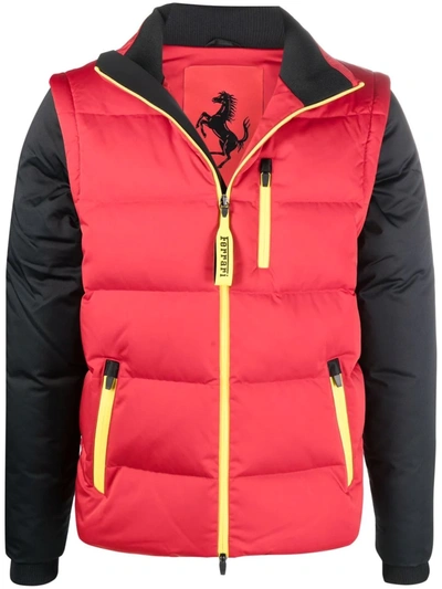 Shop Ferrari Recycled Down Puffer Jacket In Rot