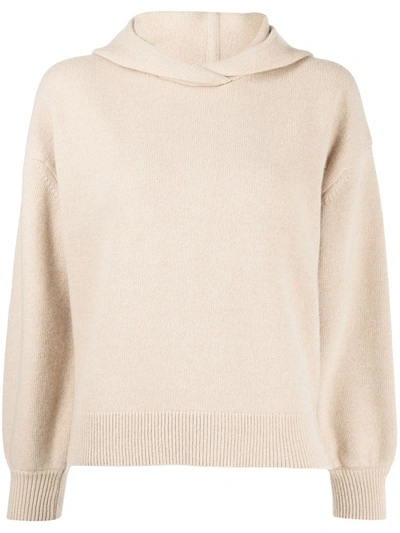 Shop Pringle Of Scotland Wool-cashmere Hooded Top In Nude