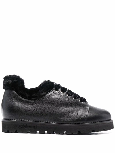 Shop Baldinini Fur-lined Sneakers In Schwarz